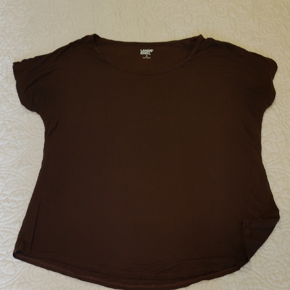 Lands' End Women's Chocolate Brown Short Sleeve Tee